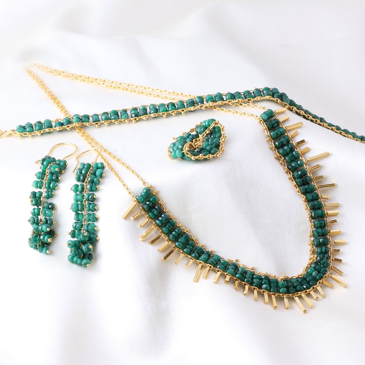 Hawaii Zümrüt Doğaltaşlı Set