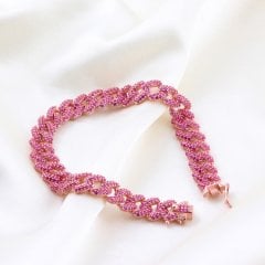 Pembe Zirkon Gurmet Gümüş Bileklik