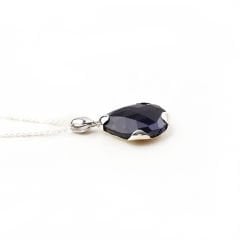 Safir Doğaltaşlı Gümüş Kolye