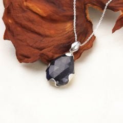 Safir Doğaltaşlı Gümüş Kolye