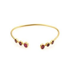 Rhodolite ve Yakut Doğaltaşlı Gümüş Bileklik
