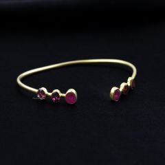 Rhodolite ve Yakut Doğaltaşlı Gümüş Bileklik