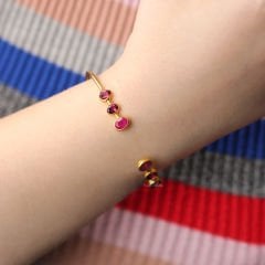 Rhodolite ve Yakut Doğaltaşlı Gümüş Bileklik