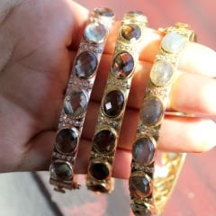 Dumanlı Kuvars Doğaltaşlı Gümüş Bileklik