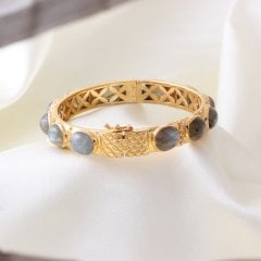 Labradorit Doğaltaşlı Gümüş Bileklik