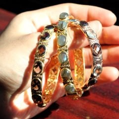 Labradorit Doğaltaşlı Gümüş Bileklik