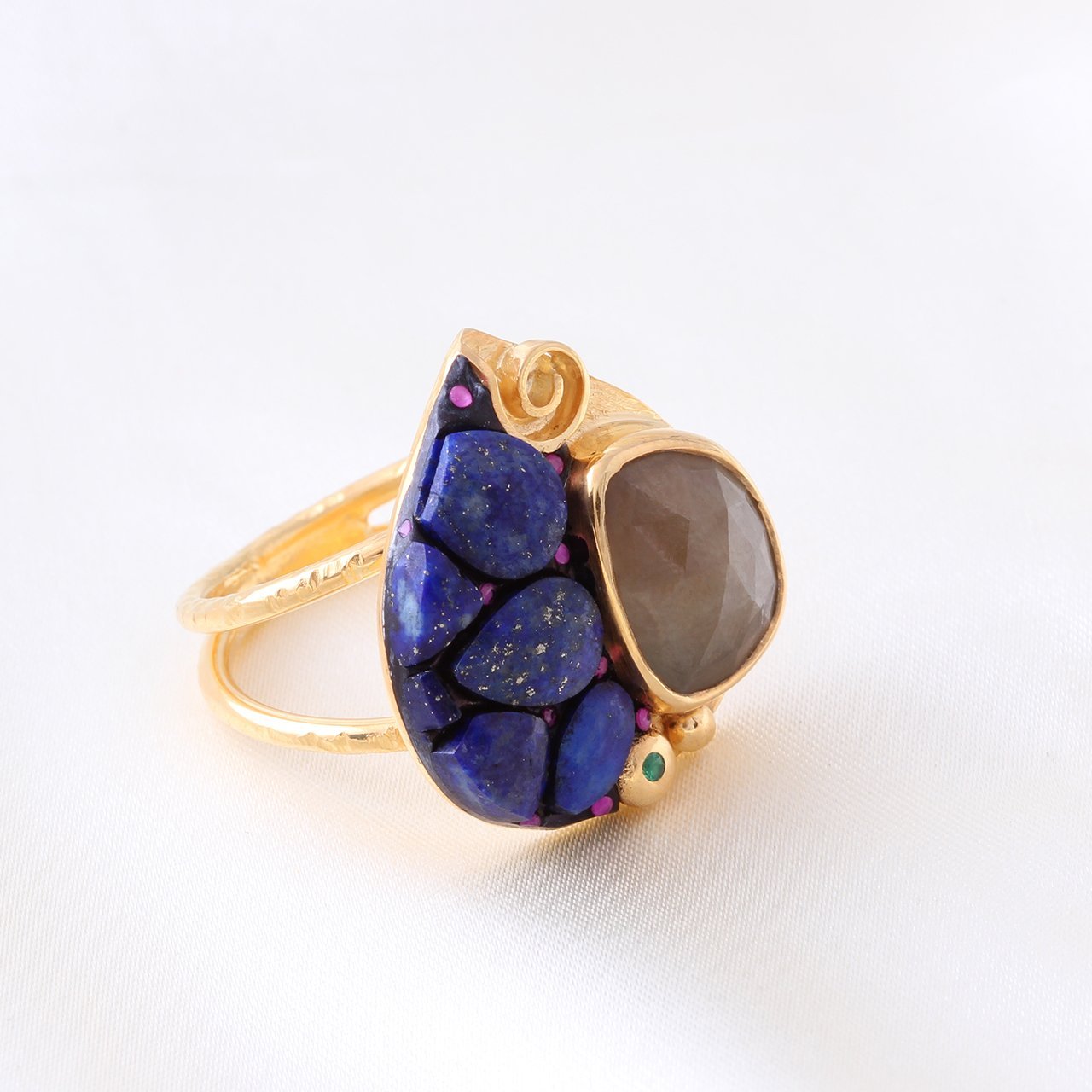 Lapis Lazuli ve Safir Doğaltaşlı Yüzük