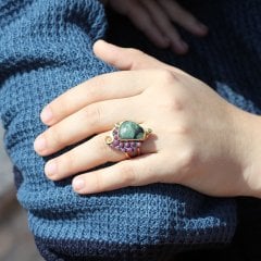 Yakut ve Zümrüt Doğaltaşlı Yüzük