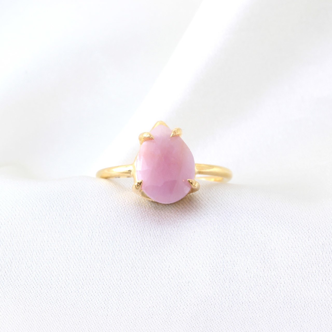 Pembe Safir Doğaltaşlı Prong Gümüş Yüzük