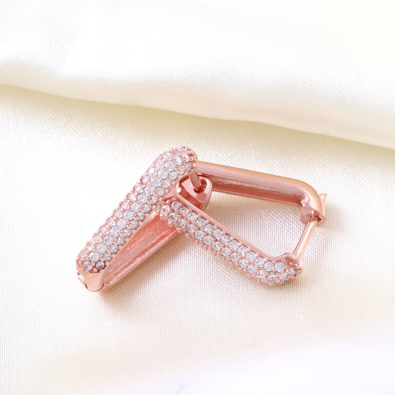Minimal Gümüş Halka Küpe Rose