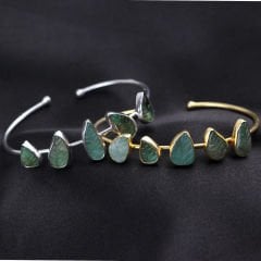 Carving Yapraklı Zümrüt Bileklik