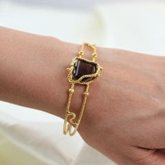 Özel Tasarım Dumanlı Kuvars Gümüş Bileklik