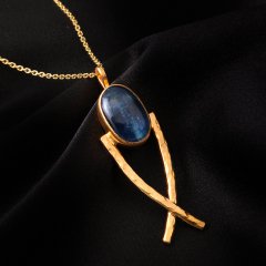 Kyanit Doğaltaşlı Balık Motifli Gümüş Kolye