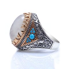 Ay Taşı Doğal Taşlı 925 Ayar Gümüş Yüzük M2