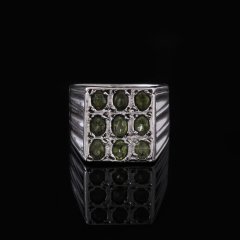 Peridot Doğaltaşlı Erkek Gümüş Yüzük