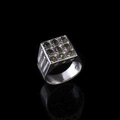 Peridot Doğaltaşlı Erkek Gümüş Yüzük