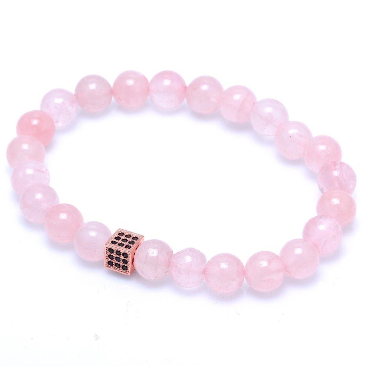 Pembe Kuvars Doğaltaşlı Bileklik