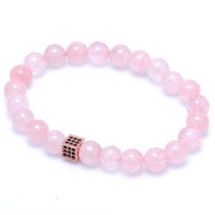 Pembe Kuvars Doğaltaşlı Bileklik