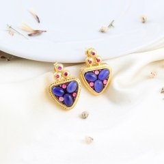 İyolit ve Yakut Doğaltaşlı Gümüş Küpe