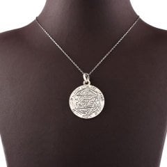6 köşe Mührü Süleyman Yazılı Gümüş Plaka Kolye Ucu (30mm)