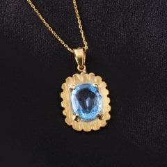 Mavi Topaz Doğaltaşlı Gümüş Kolye M2