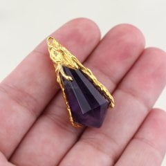 Ametist Doğaltaşlı Gümüş Charm