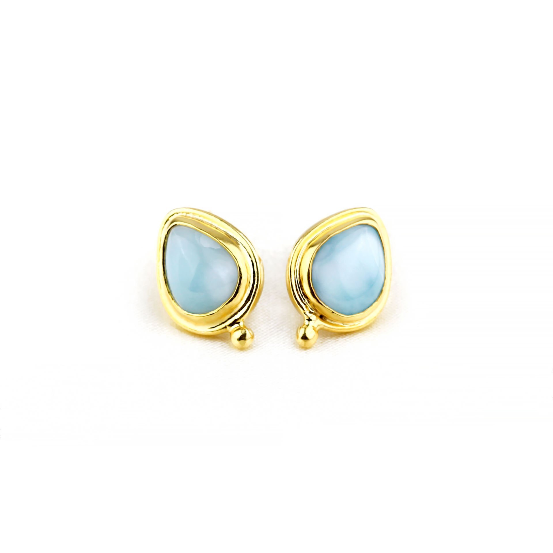 Larimar Doğaltaşlı Gümüş Küpe