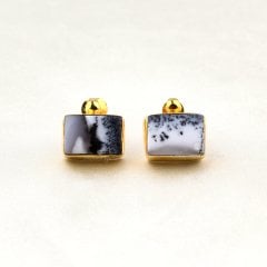 Dendrit Opal Doğaltaşlı Minimal Gümüş Set