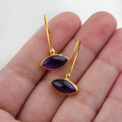 Ametist Doğaltaşlı Minimal Gümüş Set