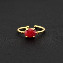 Yakut Doğaltaşlı Minimal Gümüş Yüzük M2