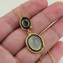 Mineli Akuamarin Doğaltaşlı Gümüş Set