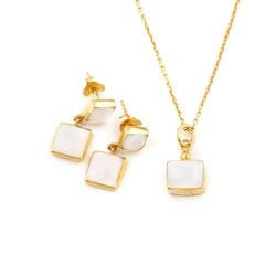 Aytaşı Doğaltaşlı Minimal Gümüş Set