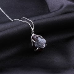 Ham Garnet Doğaltaşlı Gümüş Kolye