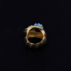 Özel Tasarım Firuze ve Mercan Doğaltaşlı Gümüş Yüzük