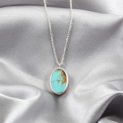 Firuze Doğaltaşlı Minimal Gümüş Kolye