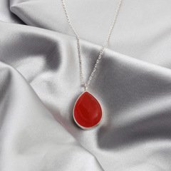 Akik Doğaltaşlı Minimal Gümüş Kolye