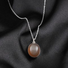 Ay Taşı Doğaltaşlı Minimal Gümüş Kolye