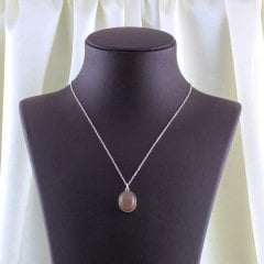 Ay Taşı Doğaltaşlı Minimal Gümüş Kolye