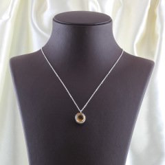 Sitrin Doğaltaşlı Minimal Gümüş Kolye