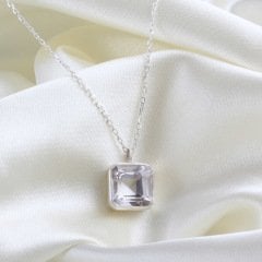 Dublet Beyaz Safir Doğaltaşlı Gümüş Kolye