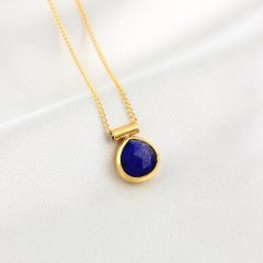 Lapis Lazuli Doğaltaşlı Minimal Gümüş Kolye