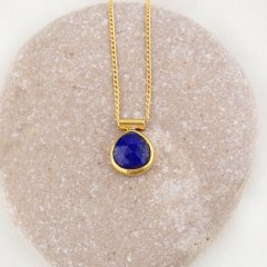 Lapis Lazuli Doğaltaşlı Minimal Gümüş Kolye