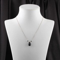 Safir Doğaltaşlı Damla Minimal Gümüş Kolye