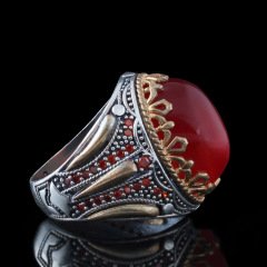 Yemen Akik Doğaltaşlı Erkek Gümüş Yüzük