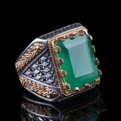 Onix Doğaltaşlı Erkek Gümüş Yüzük M1