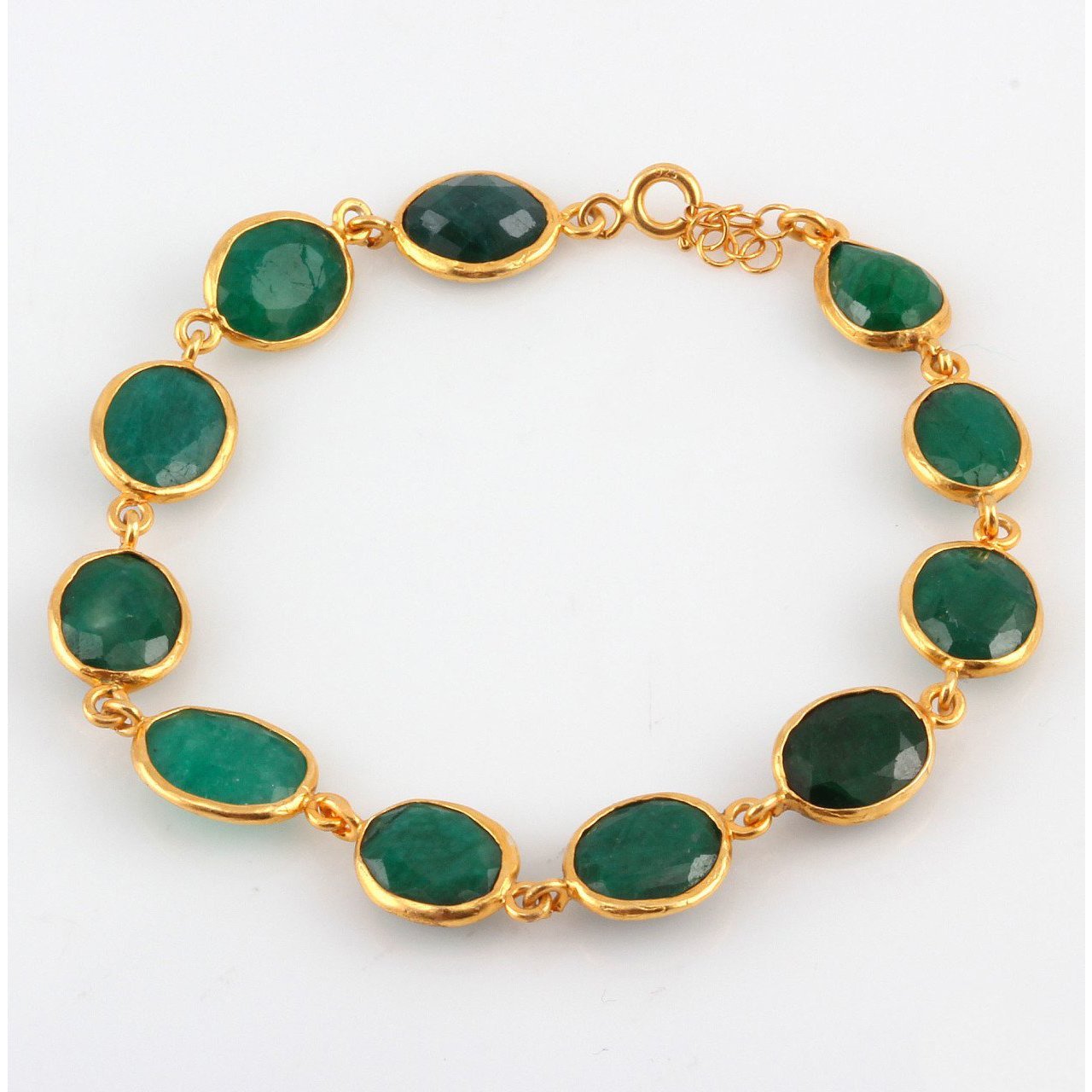 Zümrüt Doğal Taşlı Altın Kaplama Bayan Bileklik