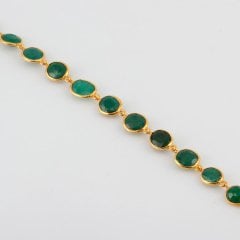 Zümrüt Doğal Taşlı Altın Kaplama Bayan Bileklik