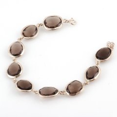 Dumanlı Kuvars Doğaltaşlı Gümüş Bileklik