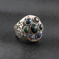 Opal Doğaltaşlı Gümüş Erkek Yüzük