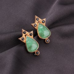 Yıldız Tasarımlı Beril Doğaltaşlı Gümüş Küpe